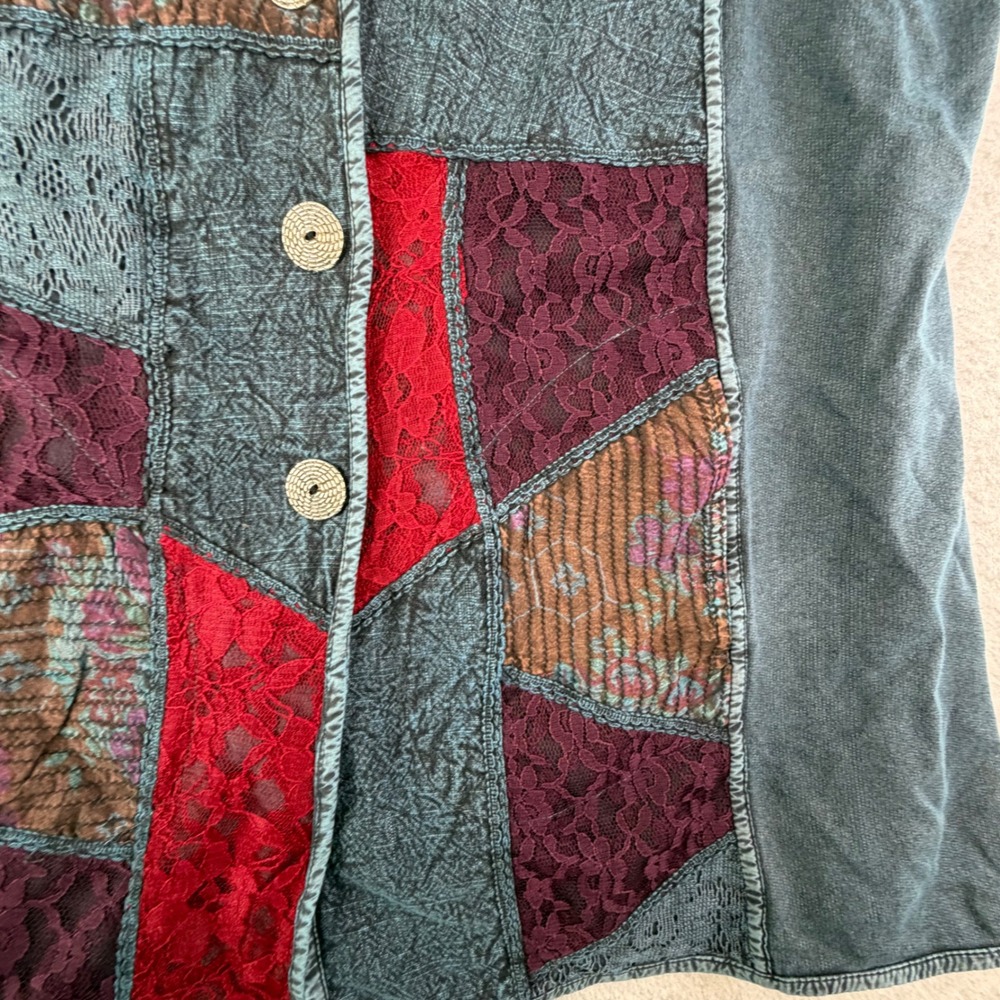 Parsley & Sage Reversible Patchwork Lace Art to Wear‎ Boho Vest XL Festival - Picture 15 of 16